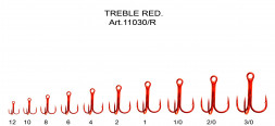 Крючок-тройник FISH SEASON с кругл. поддевом №4 Red 8шт 11030R-04F