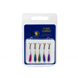 Мормышка Kyoda Черт с подвесным тройником, размер ХL , вес 2.8 гр радужный 5 шт