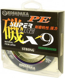 Леска плетеная Kosadaka Super PE X9 dark green 0.18 150м